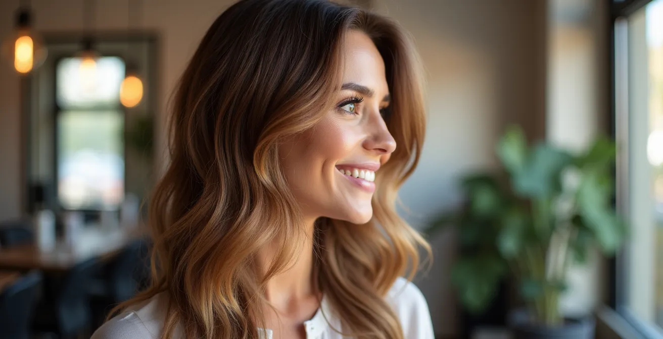 Balayage-Technik zeigt multidimensionale Farbtiefe durch unsichtbare Stufen