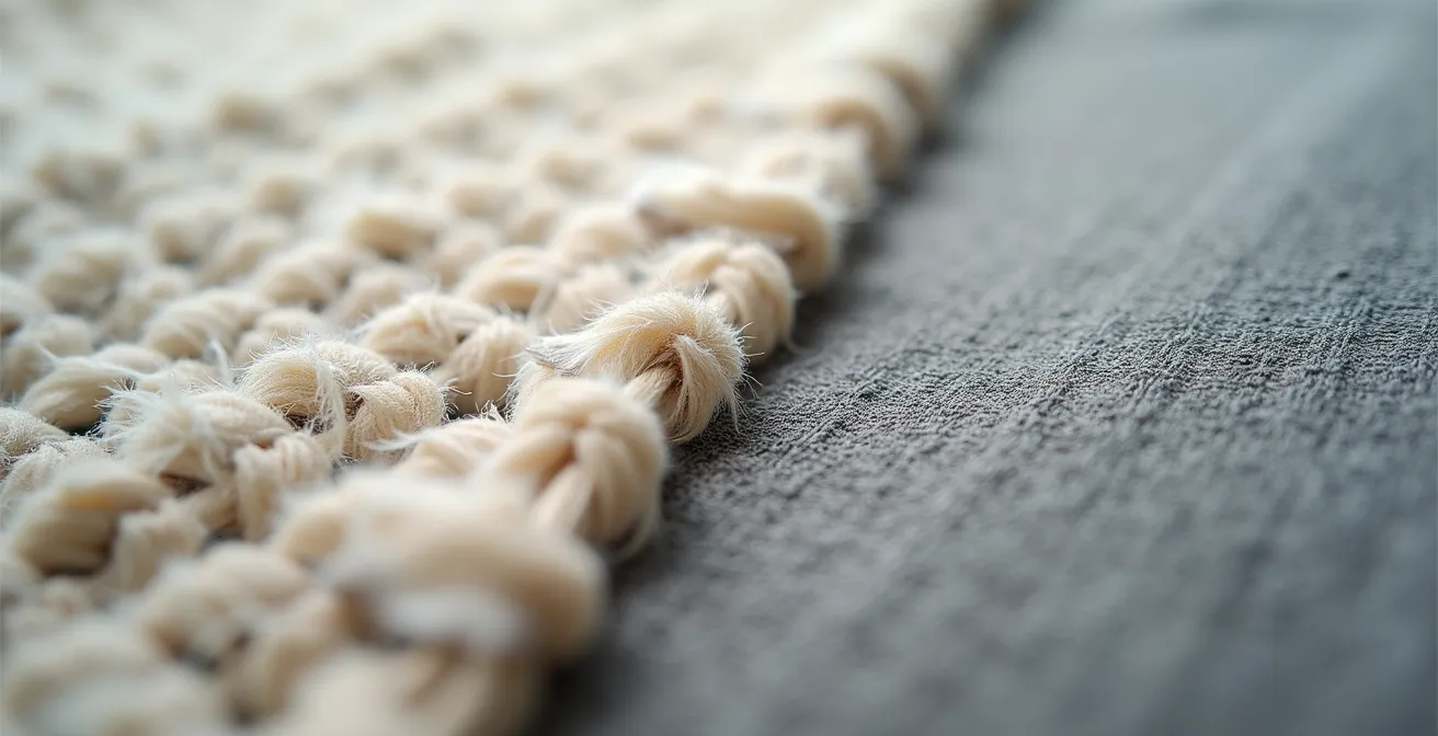 Detailaufnahme hochwertiger nachhaltiger Textilien mit sichtbarer Qualität