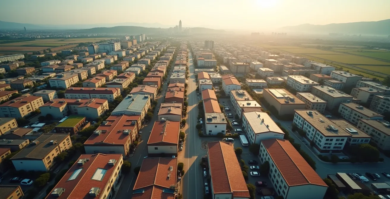 Abstrakte Luftaufnahme italienischer Industriegebiete