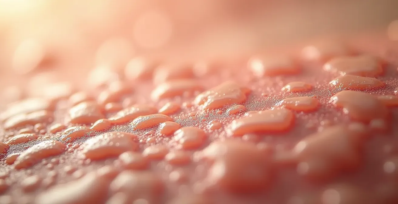 Makroaufnahme der Hautoberfläche mit sichtbarer Textur