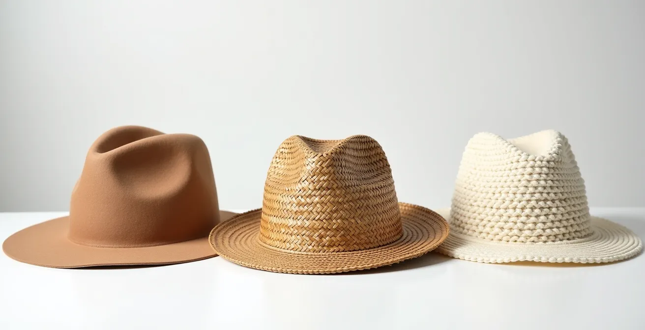 Verschiedene deutsche Hutformen im Vergleich für unterschiedliche Gesichtsformen