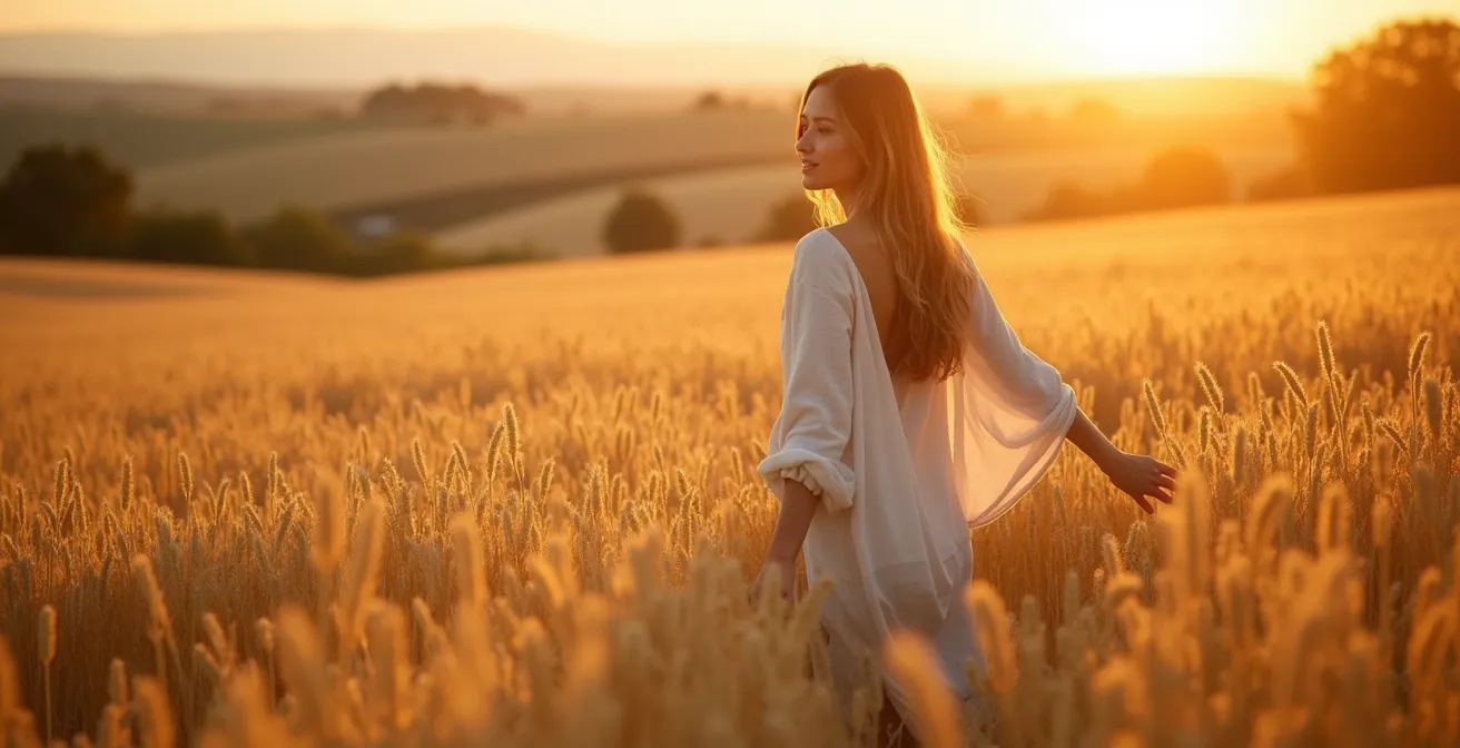 Flachsfelder für Leinenproduktion in Nordfrankreich